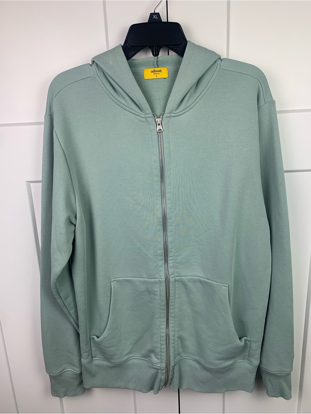 Allbirds Men's Anytime Full Zip Hoodie Large Grey Green Lounge Organic Cotton